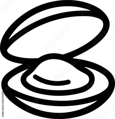 Quadro su tela Open Clam Shell Icon, Simple Line Art