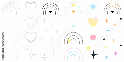 Photos Rainbows Hearts And Stars Vector Illustration With Pastel Colors