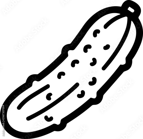 Foto Hand-drawn outline of a single pickle on a white background, simple illustration