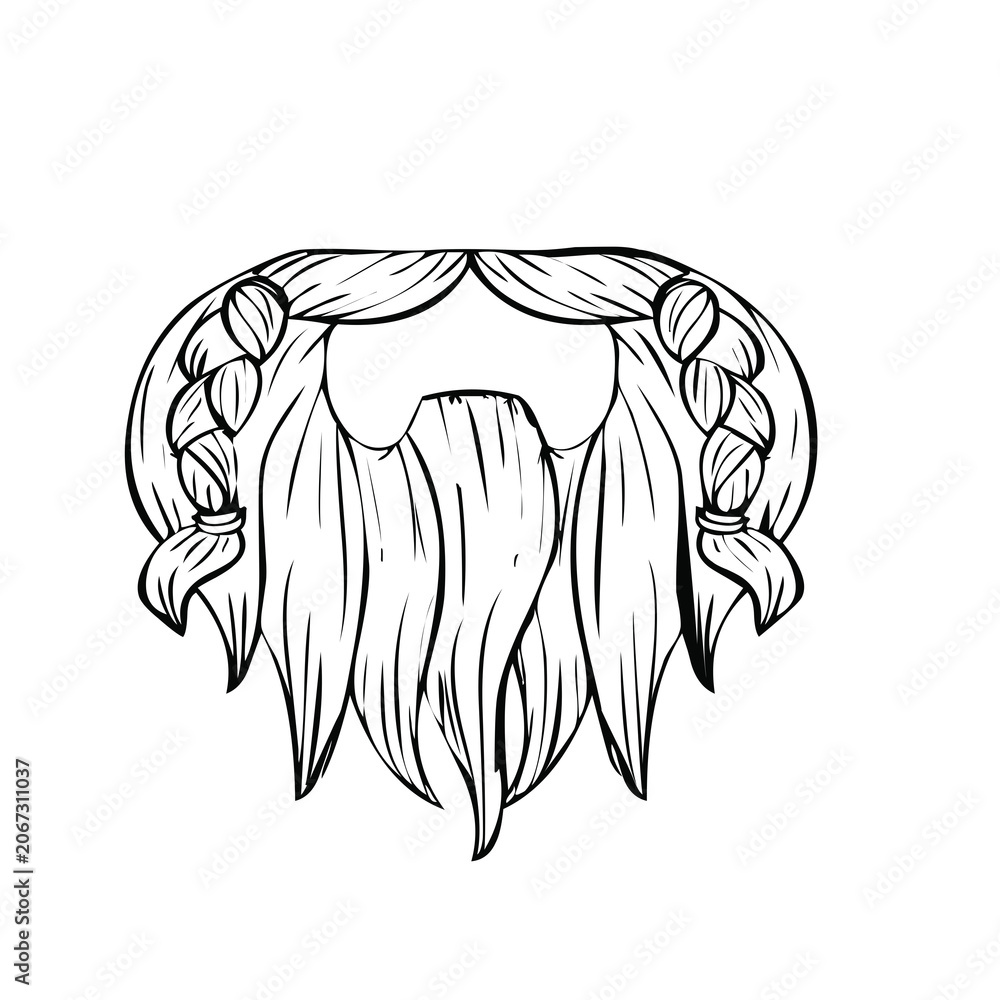 Fototapeta premium Hand drawn ink illustration of a long mens beard