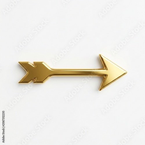 Glossy gold arrow on white background