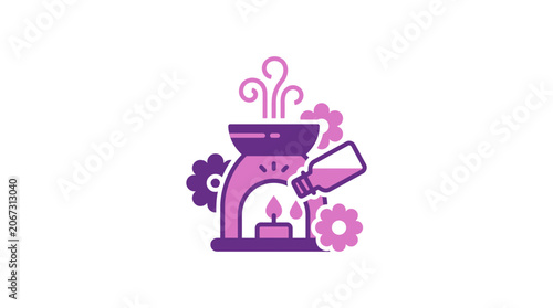 Aromatic Oil Diffuser with Flowers and Steam