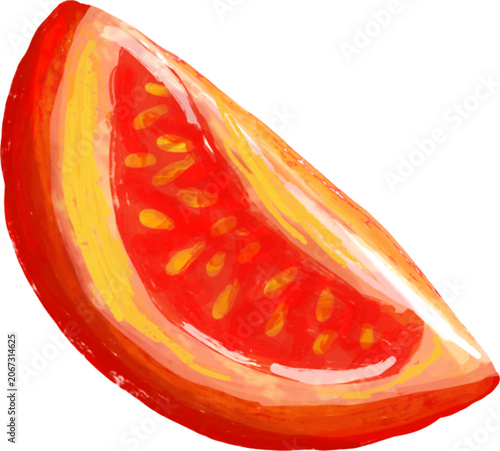 Fresh Red Tomato Wedge Slice Illustration - Food Ingredient Vector Art