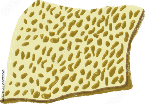 Cooked Beef Honeycomb Tripe Piece Illustration - Traditional Indonesian Babat Soto Topping Vector Art