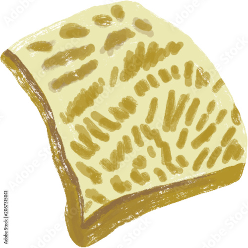 Cooked Beef Honeycomb Tripe Piece Illustration - Traditional Indonesian Babat Soto Topping Vector Art