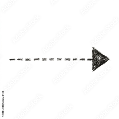 Dashed arrow on white background