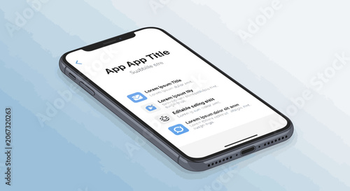 Modern smartphone displaying a mobile application interface on a clean background.