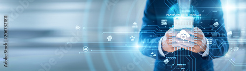 Cuadro en lienzo Developers use mobile Platform as a Service tools to build apps, manage cloud databases, and deploy software