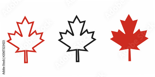 Bild auf Leinwand Maple Leaf Silhouettes In Red And Black Flat Vector Illustration