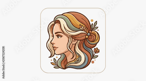 Elegant woman with intricate red hair braid portrait.