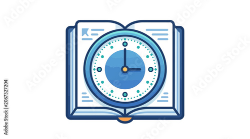 Open Book with Clock Face Overlay - Concept of Time Management and Education