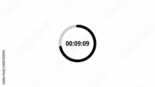 10 minutes countdown timer animation in 1 minute on transparent background, ten minutes countdown video with alpha channel , 10 min countdown 4k video
