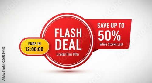 Flash Sale Discount Offer With Timer And Percentage.