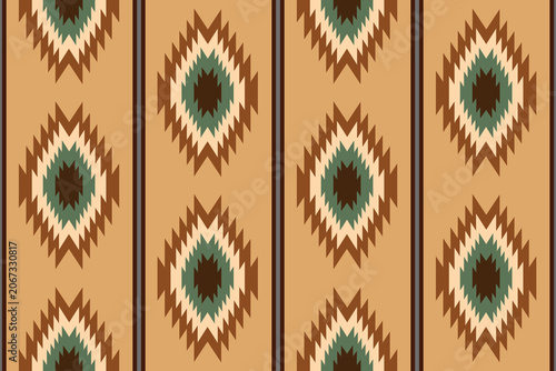 Bild auf Leinwand Earthy southwest geometric tribal seamless pattern