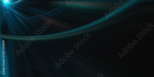 Slika na platnu Abstract dark background with glowing blue and teal light streaks emanating from a bright point in the upper left