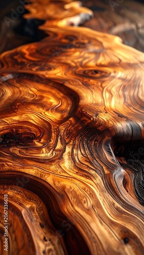 A close-up of a polished wooden surface with intricate grain patterns (8)