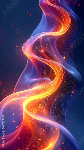 Vibrant, swirling, neon-colored smoke or energy on a dark background