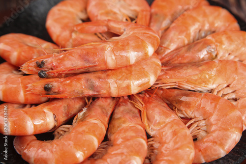 Canvas Print Fresh Boiled Prawns - Delicious Seafood Meal