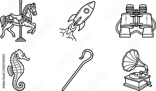 Canvas-taulu Minimalist black line art miscellaneous objects vector illustration setMinimalis