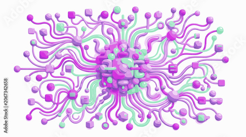 Isolated 3D Puffy Cloud Computing Data Node Vector Illustration, 