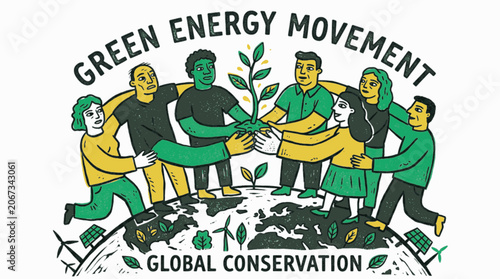 Authentic Raw Human Touch Environmental Conservation Movement Vector Art, 