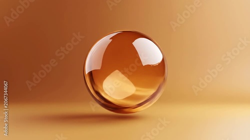 Transparent sphere floating on a gradient background with reflections