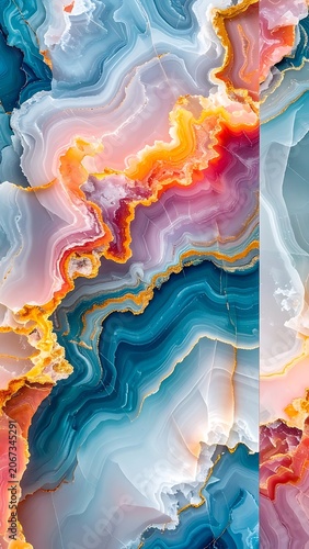 A vibrant abstract geode pattern with swirling colors