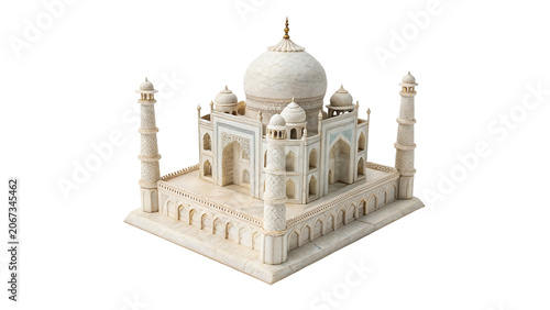 Miniature stone model replica of Taj Mahal palace isolated on a transparent background monument