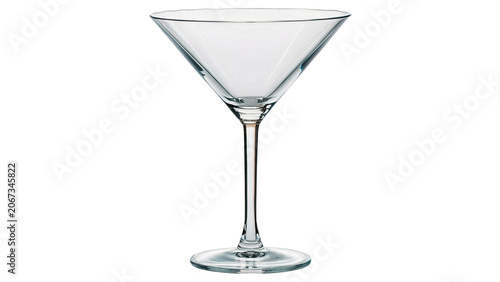 Empty elegant crystal martini cocktail glass isolated on a transparent background restaurant bar tableware