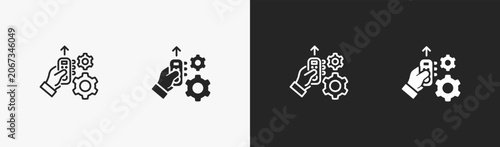 Photos Set of control icon in black and white collection