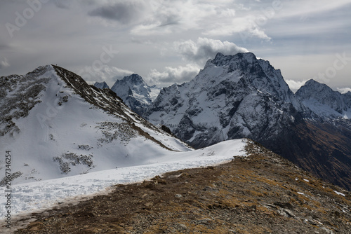 Photography View of Caucasus mountains in Dombay