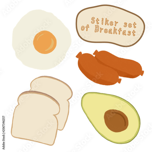 Sticker set of breakfast menu