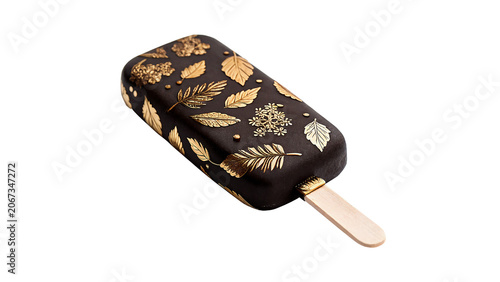 Fotografía Chocolate covered ice cream bar popsicle with nutty crunch coating isolated on t