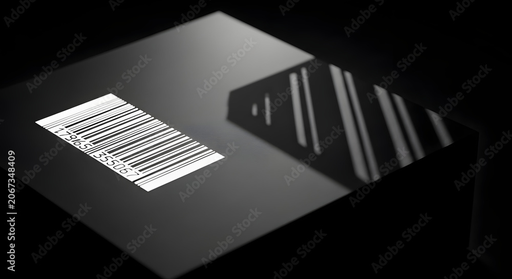 Fototapeta premium white light scanning barcode on package