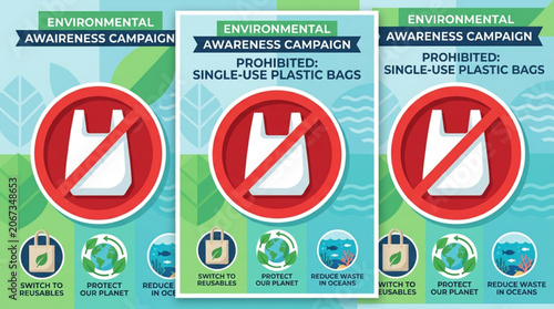 Obraz na płótnie Environmental awareness campaign against single use plastic bags