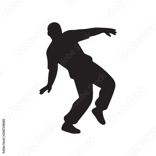 Billede på lærred Black Silhouettes Breakdancer on a white background