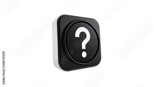 Black square button icon with white question mark isolated on a transparent background help sign