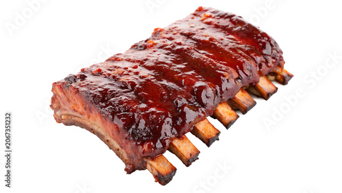 Delicious grilled pork ribs with barbecue sauce isolated on a transparent background gourmet meat food