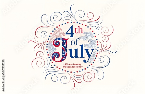 4th of July 250th Anniversary Independence Day badge design