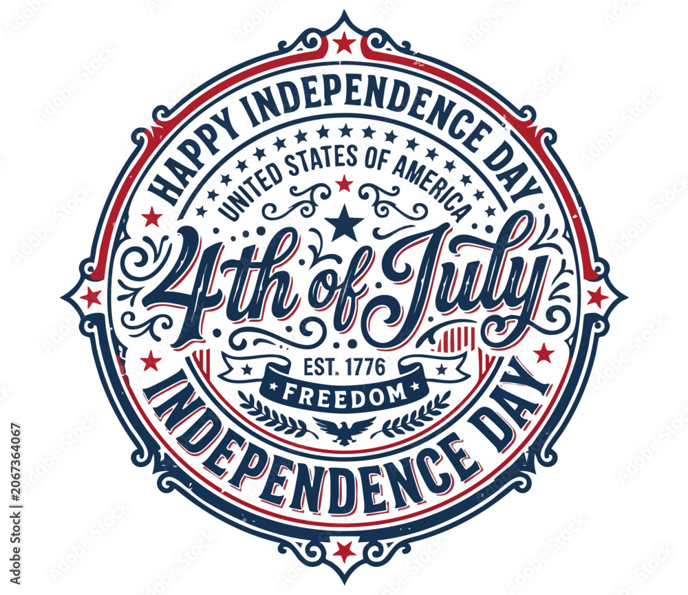 Fototapeta premium Independence day vector illustration happy 4th of july patriotic design