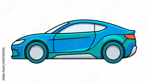 A blue cartoon sports car with sleek design and vibrant shades