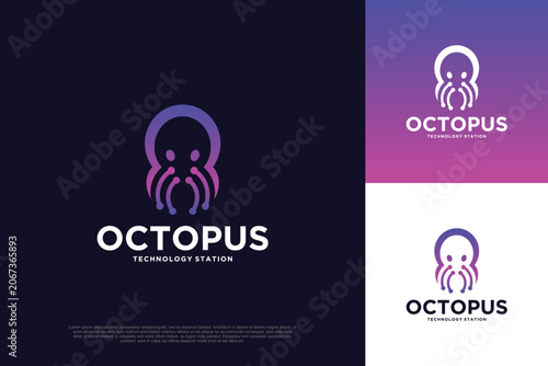 Fotografie Octopus logo vector template illustration design modern concept Premium Vector