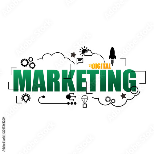 Marketing Growth Typography Concept Vector.ai
