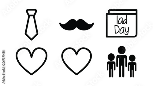 Collection of Male Accessories and Symbols for Lad Day.