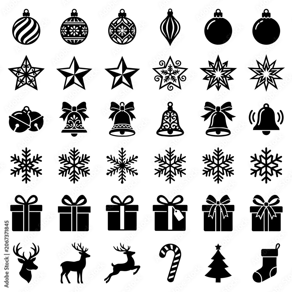 Fototapeta premium Christmas icons set flat design vector illustration