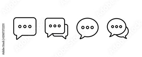Chat icon set. Speech bubble sign and symbol. Message icon set. Comment icon.