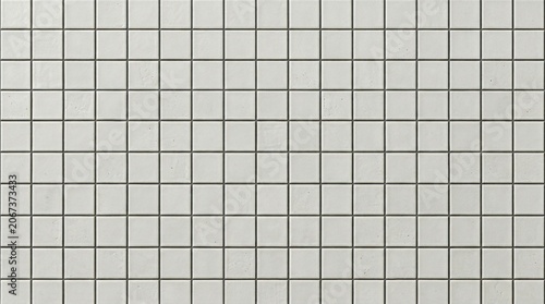 Minimalist white ceramic tile wall, geometric square mosaic pattern, clean bathroom or kitchen backsplash surface for interior design