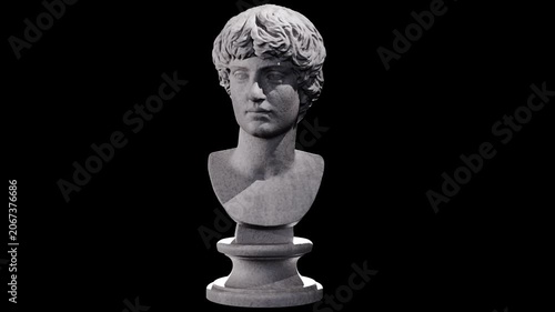 Museum Sculpture of Portrait of a man Turntable Animation

