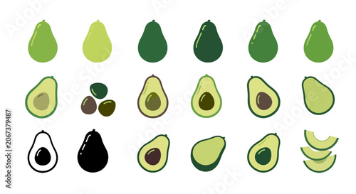 Foto Avocado Halves and Slices on Display