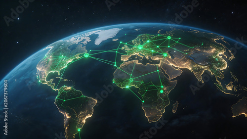 Global network connections on Earth